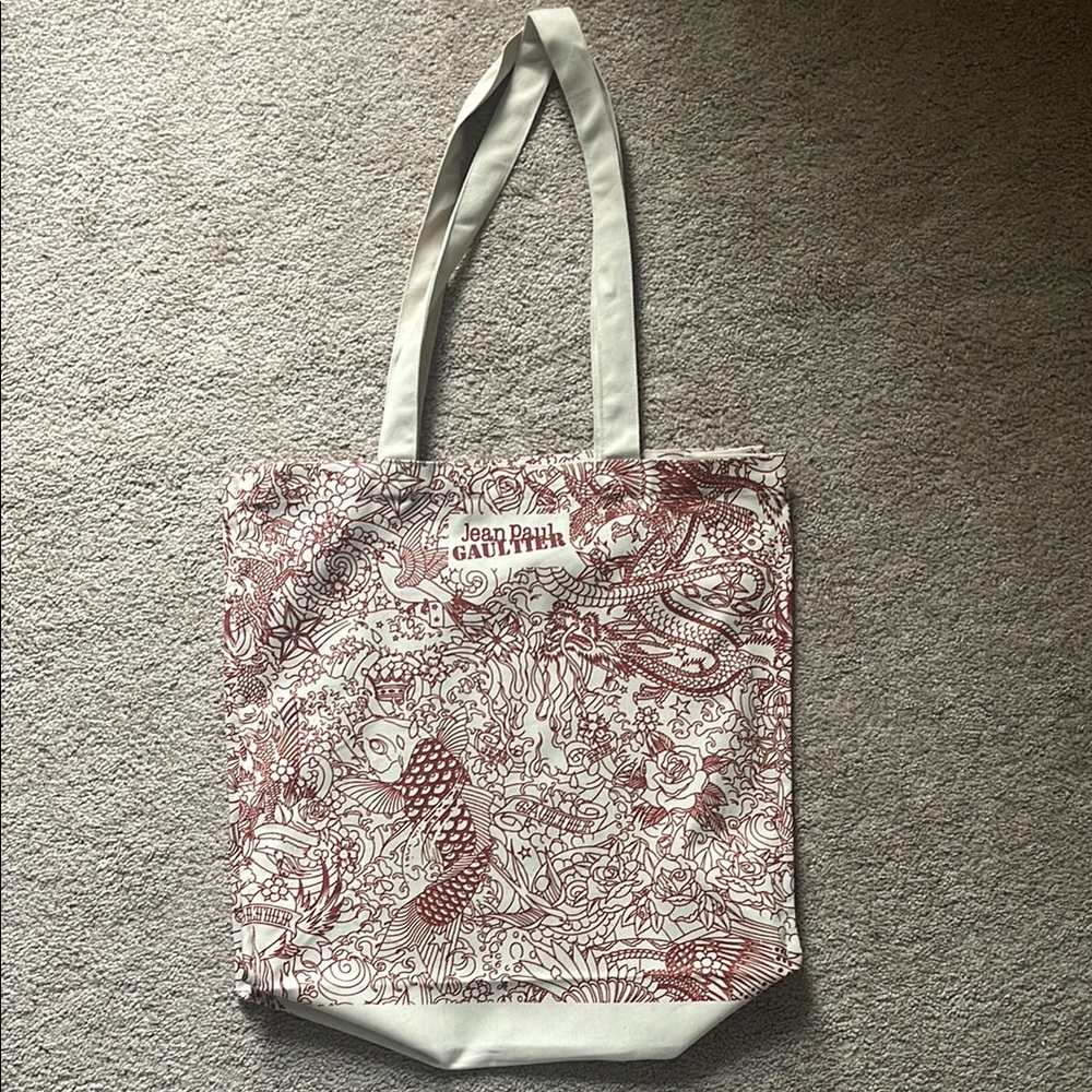 Jean Paul Gaultier White and Red Tote Bag